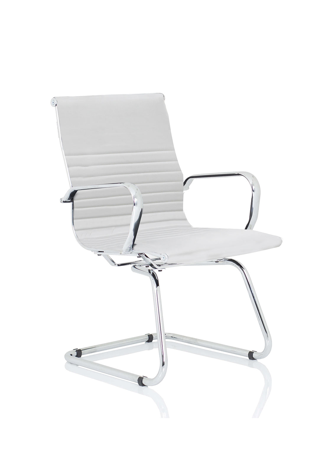 Nola Bonded Leather Cantilever Visitor Chair with Fixed Chrome Arms - Black or White
