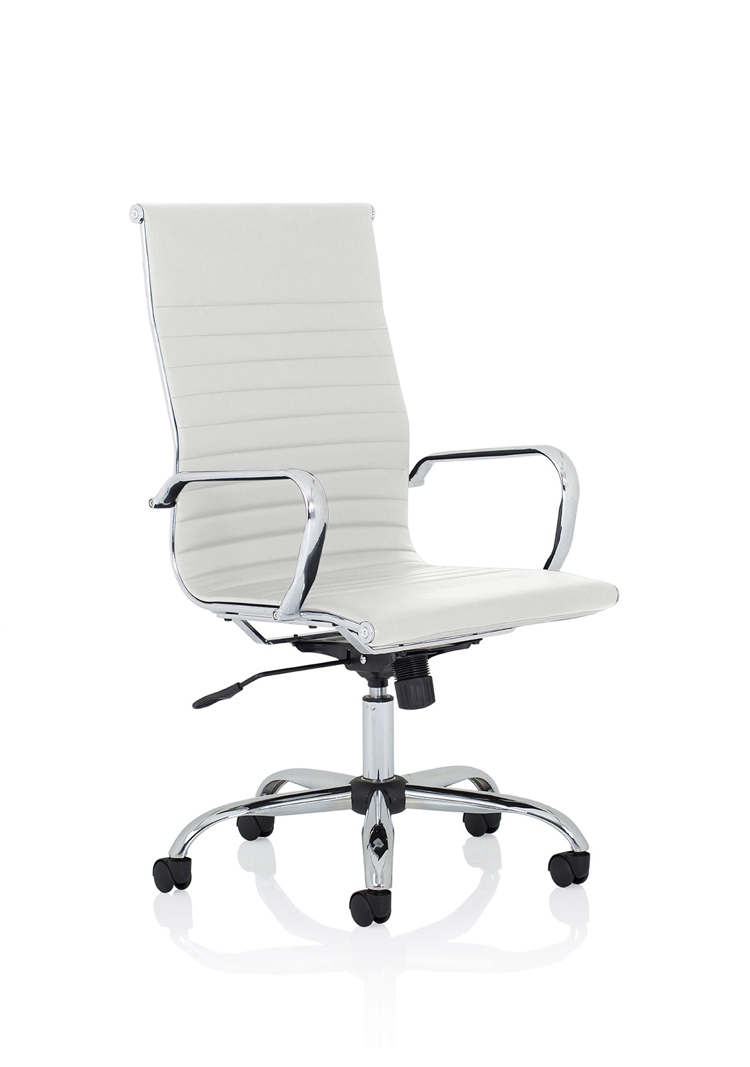 Nola Black Leather Office Chair with Fixed Arms - High or Mid Back - Black or White