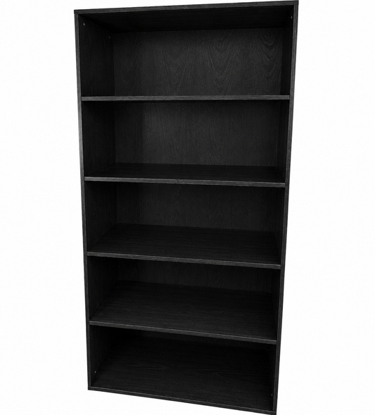Black Ash Real Wood Veneer Tall & Wide Executive Open Bookshelf - 2000mm Tall - OPEN-2000
