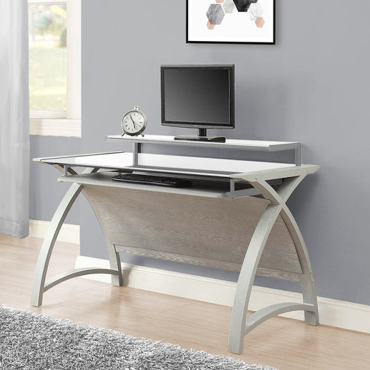Contemporary Quality Glass Home Office Desk in Grey - 1300mm - PC201-1300