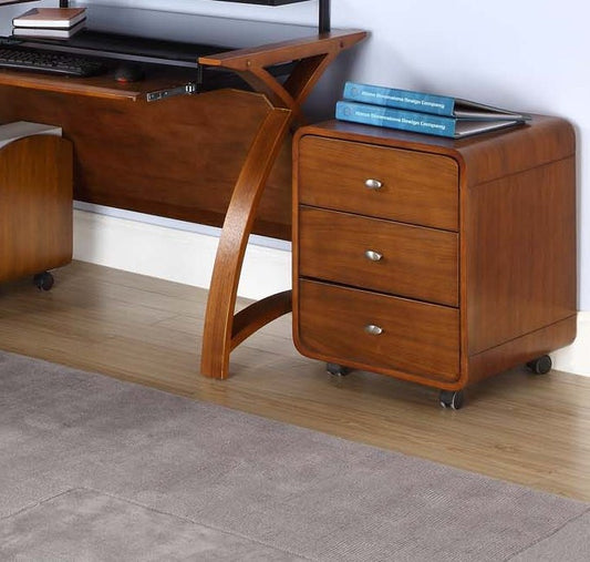 Contemporary Mobile Three Drawer Pedestal in Walnut - 440mm - PC201-3DRW