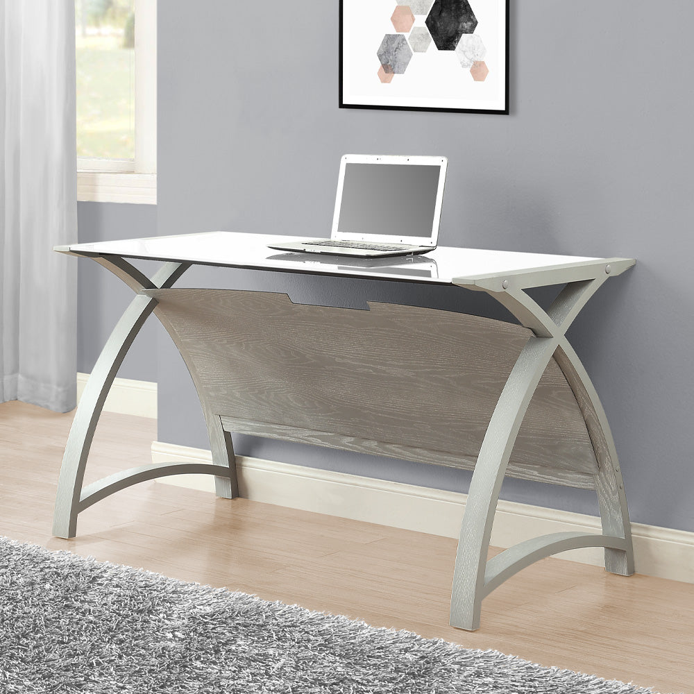 Contemporary Quality Glass Home Office Table in Grey - 1300mm - PC201-1300