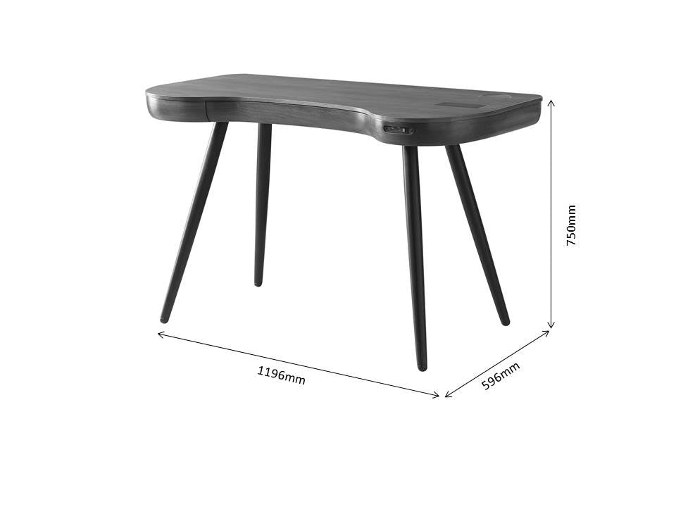 Smart Contemporary Quality Home Glass Office Desk in Walnut - Built in Speakers, Bluetooth, Wireless Charging and USB - 1200mm - PC711
