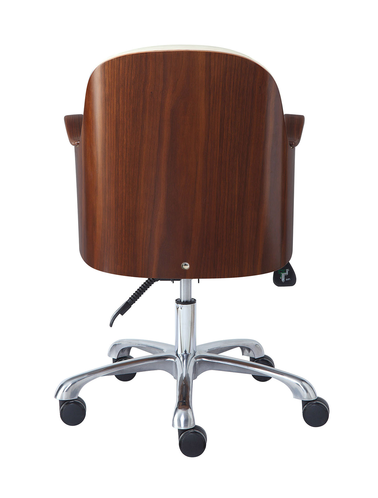 Stylish Faux Leather Office Chair with Walnut Wood Veneer Shell - Cream - PC712