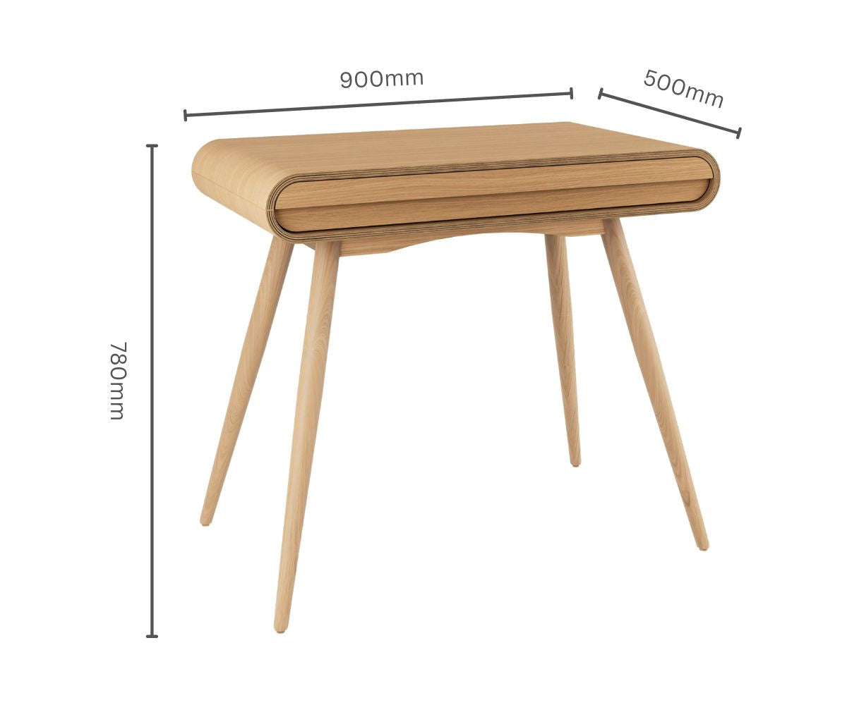 Contemporary Quality Home Office Desk with Drawer in Oak - 900mm - PC810