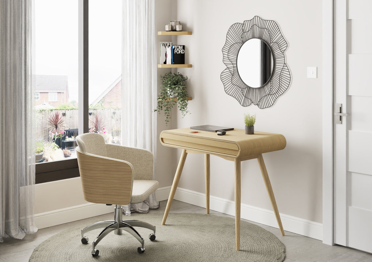Elegant Fabric Office Chair with Oak Wood Veneer Shell - PC812