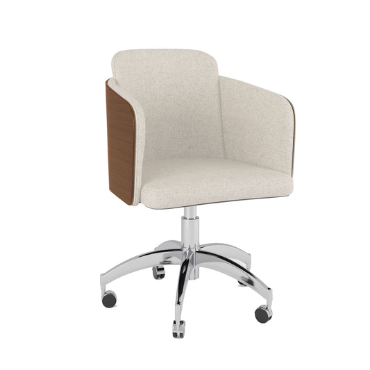 Elegant Fabric Office Chair with Walnut Wood Veneer Shell - PC812