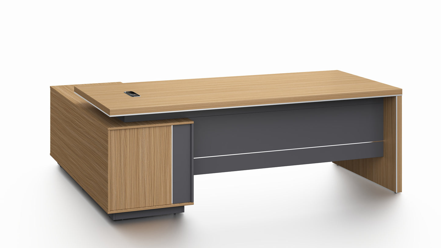 Modern Home Walnut Corner Executive Office Desk with Integrated Storage - 2000mm or 2200mm - PM02-D02