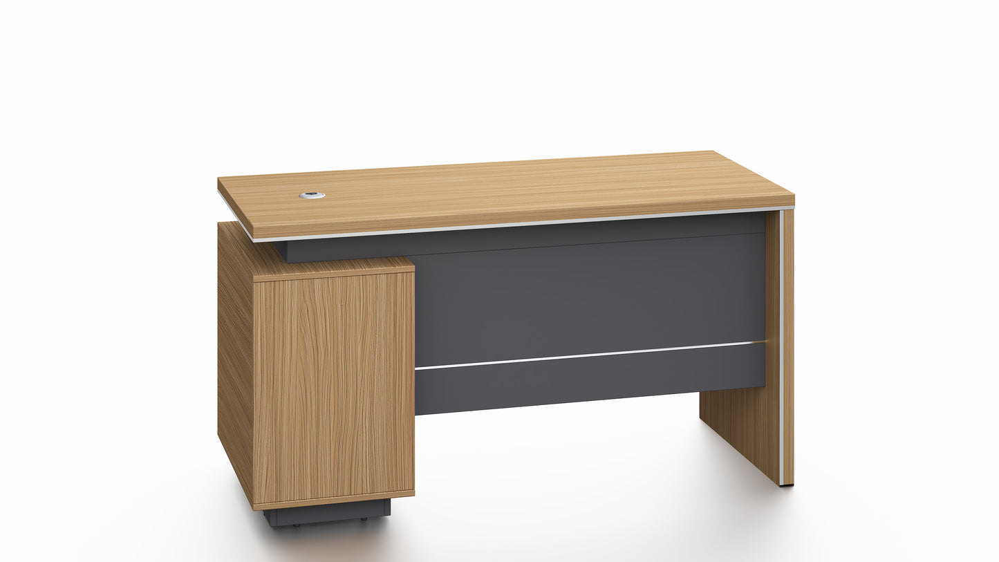 Modern Home Walnut Executive Office Desk with Integrated Storage - 1400mm - PM02-D03