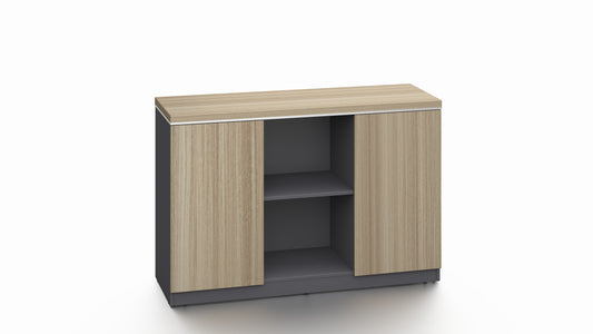 Modern Executive Golden Oak Open Storage Cupboard - 1200mm - PM02-S0312