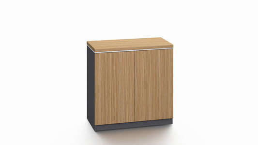 Modern Executive Walnut Two Door Storage Cupboard - 800mm - PM02-S0508