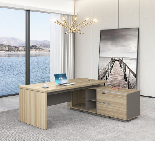 Modern Home Golden Oak Corner Executive Office Desk with Integrated Storage - 1600mm or 1800mm - PM02-D01