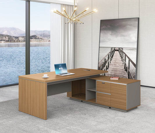 Modern Home Walnut Corner Executive Office Desk with Integrated Storage - 1600mm or 1800mm - PM02-D01