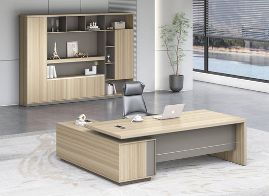 Modern Home Golden Oak Corner Executive Office Desk with Integrated Storage - 2000mm or 2200mm - PM02-D02