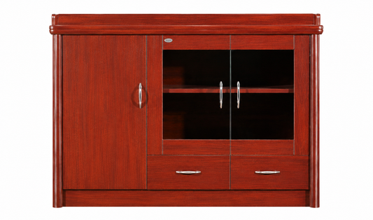Real Cherry Rosewood Wood Veneer Executive Office Storage Cupboard - 1200mm - K132