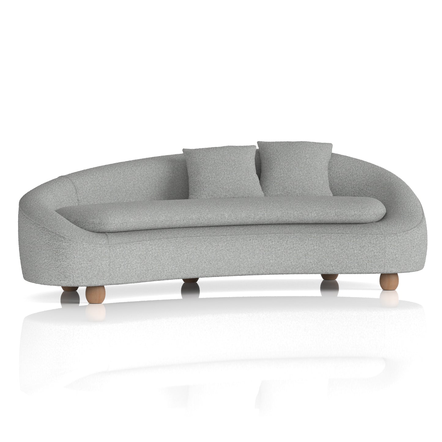 Mimi 3 Seater Curved Grey Boucle Fabric Sofa