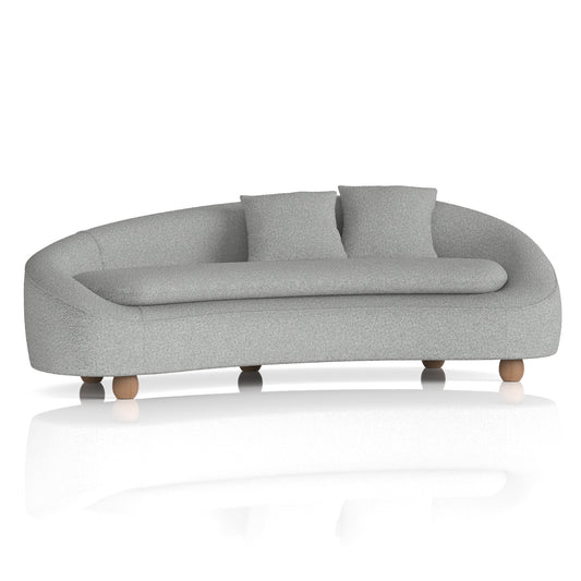 Mimi 3 Seater Curved Grey Boucle Fabric Sofa