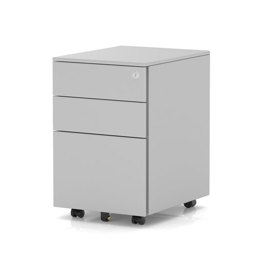 Mobile Steel Three Drawer Pedestal on Wheels - 394mm - Black, Silver or White Colour Option