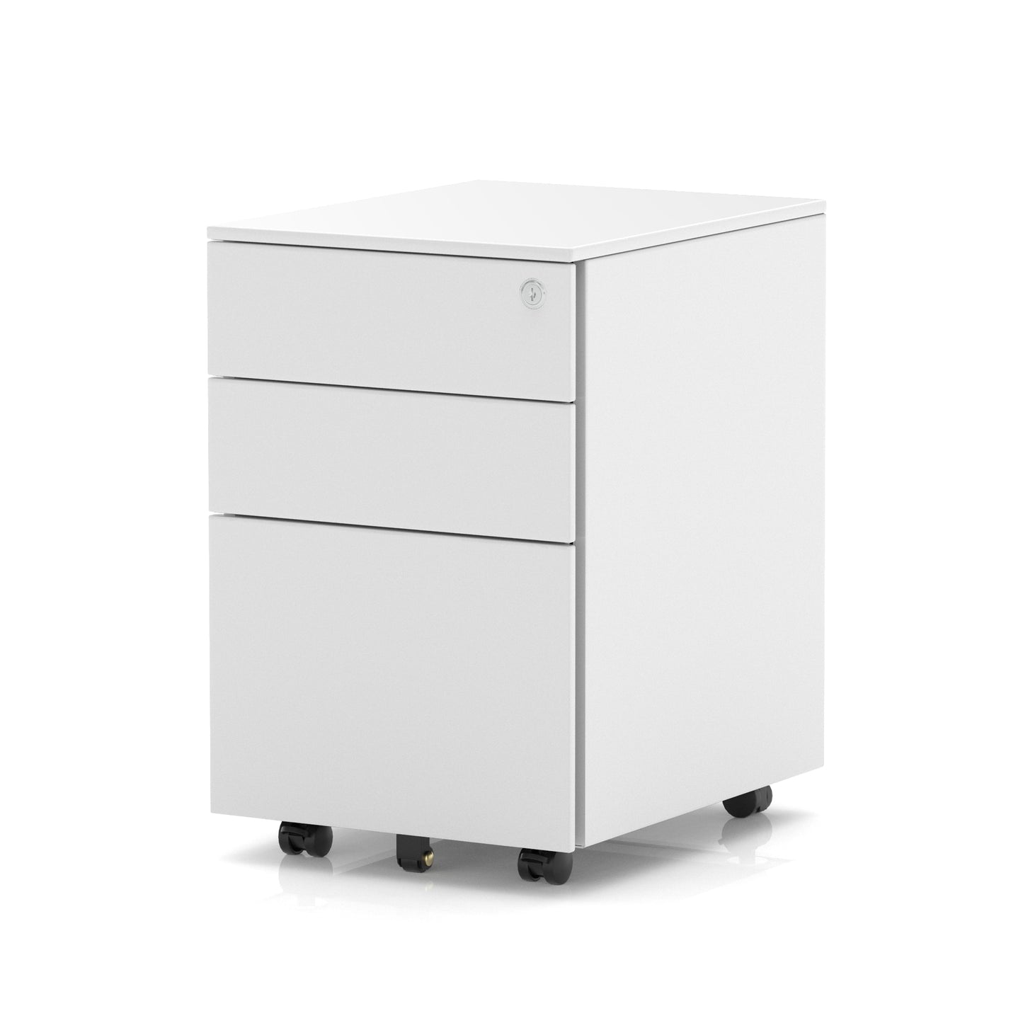 Mobile Steel Three Drawer Pedestal on Wheels - 394mm - Black, Silver or White Colour Option