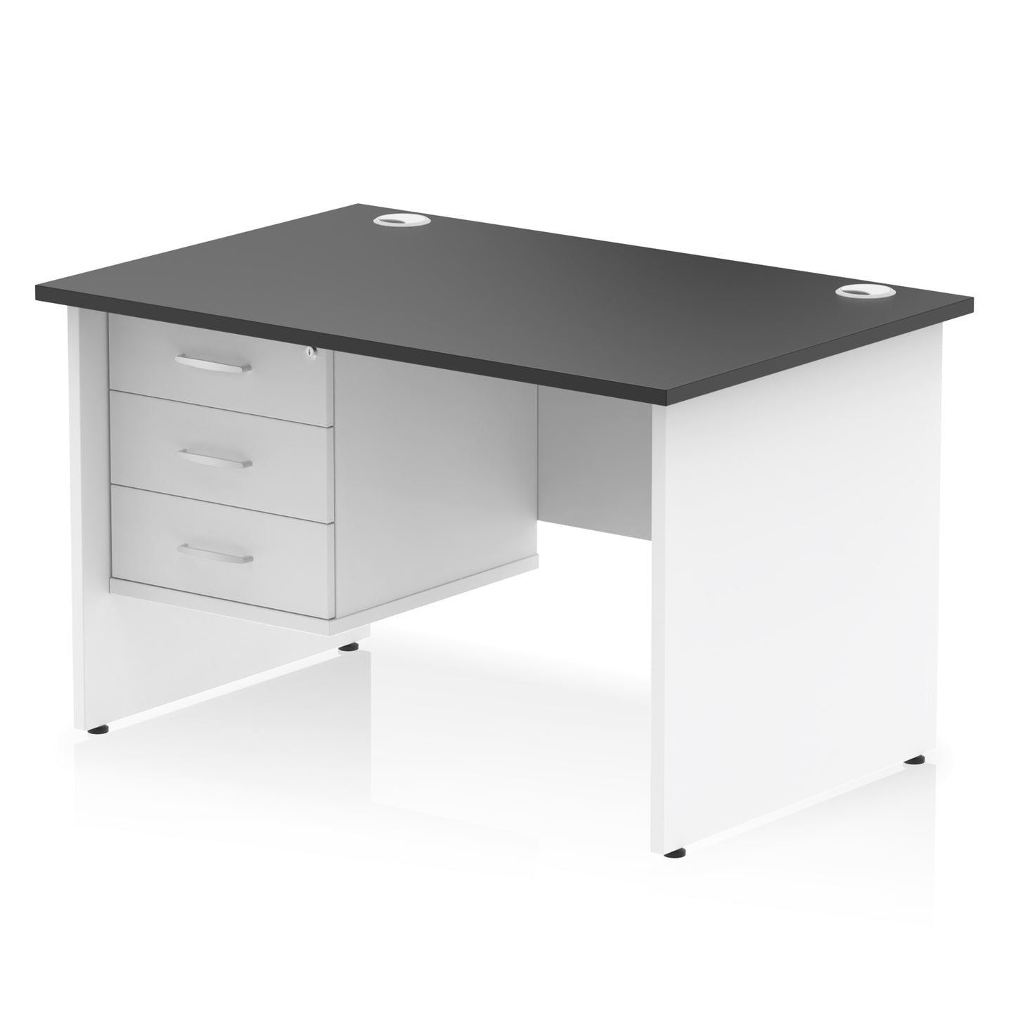 Impulse Panel End Straight Desk With Single Fixed Pedestal - 1200mm - Multiple Colour Options