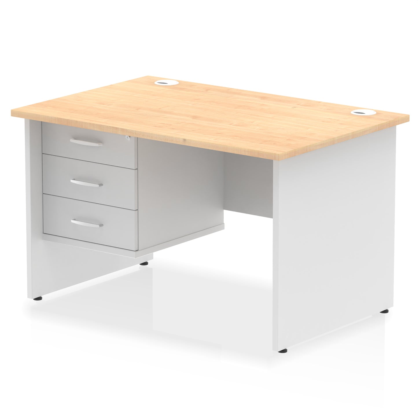 Impulse Panel End Straight Desk With Single Fixed Pedestal - 1200mm - Multiple Colour Options