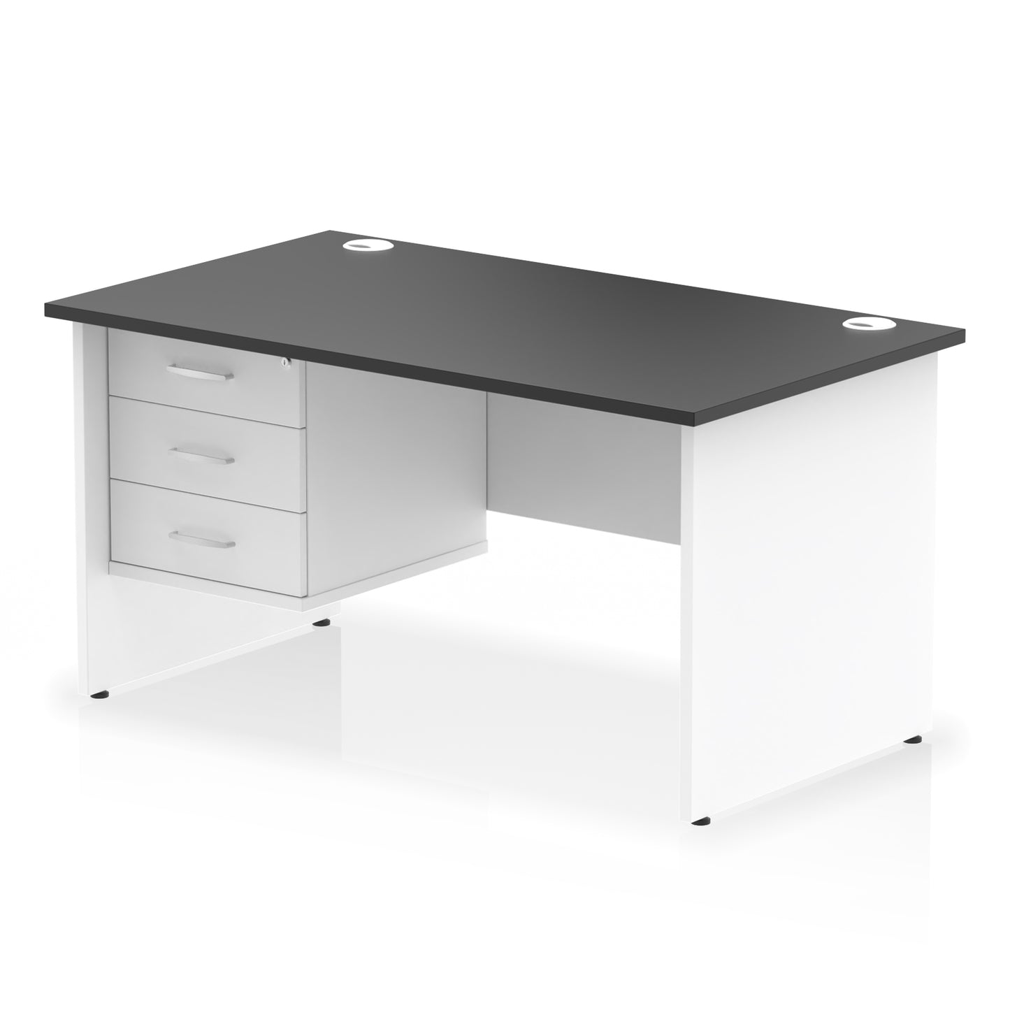 Impulse Panel End Straight Desk With Single Fixed Pedestal - 1400mm - Multiple Colour Options