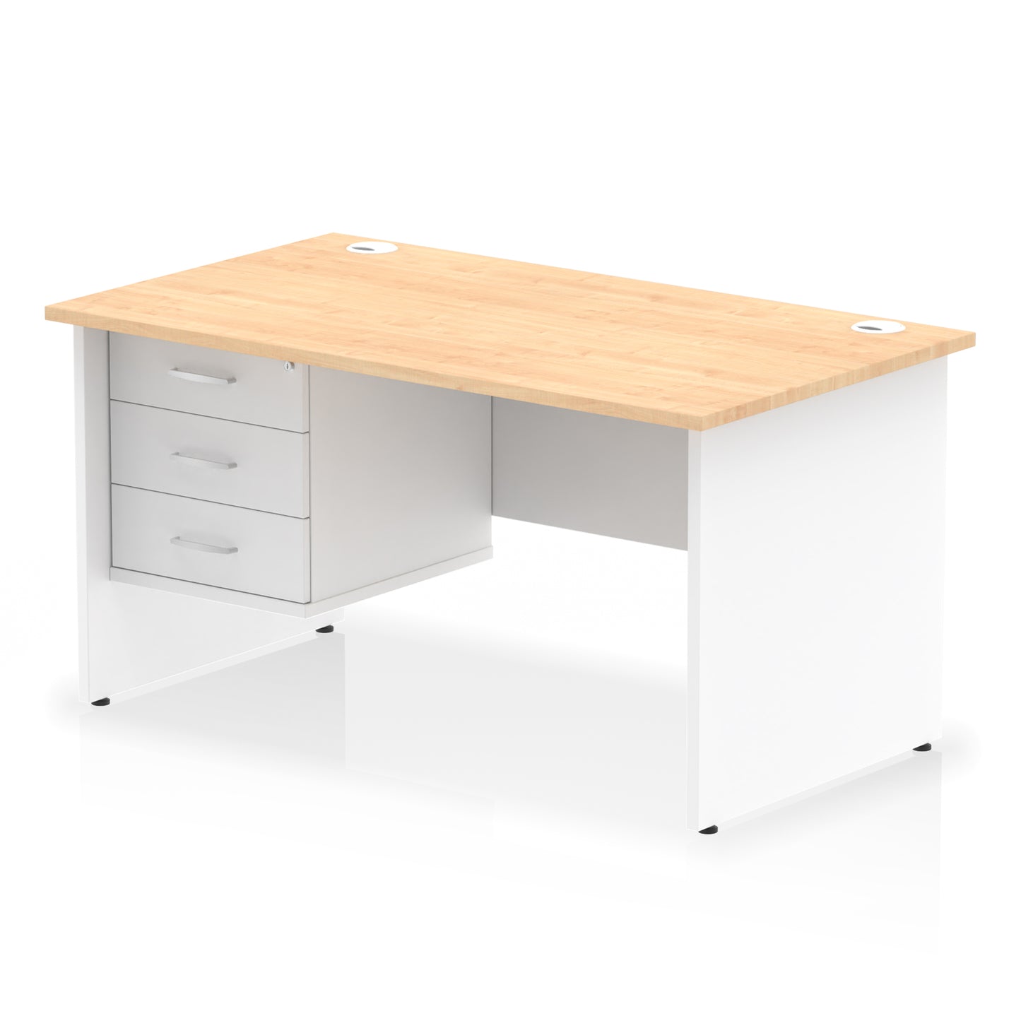 Impulse Panel End Straight Desk With Single Fixed Pedestal - 1400mm - Multiple Colour Options