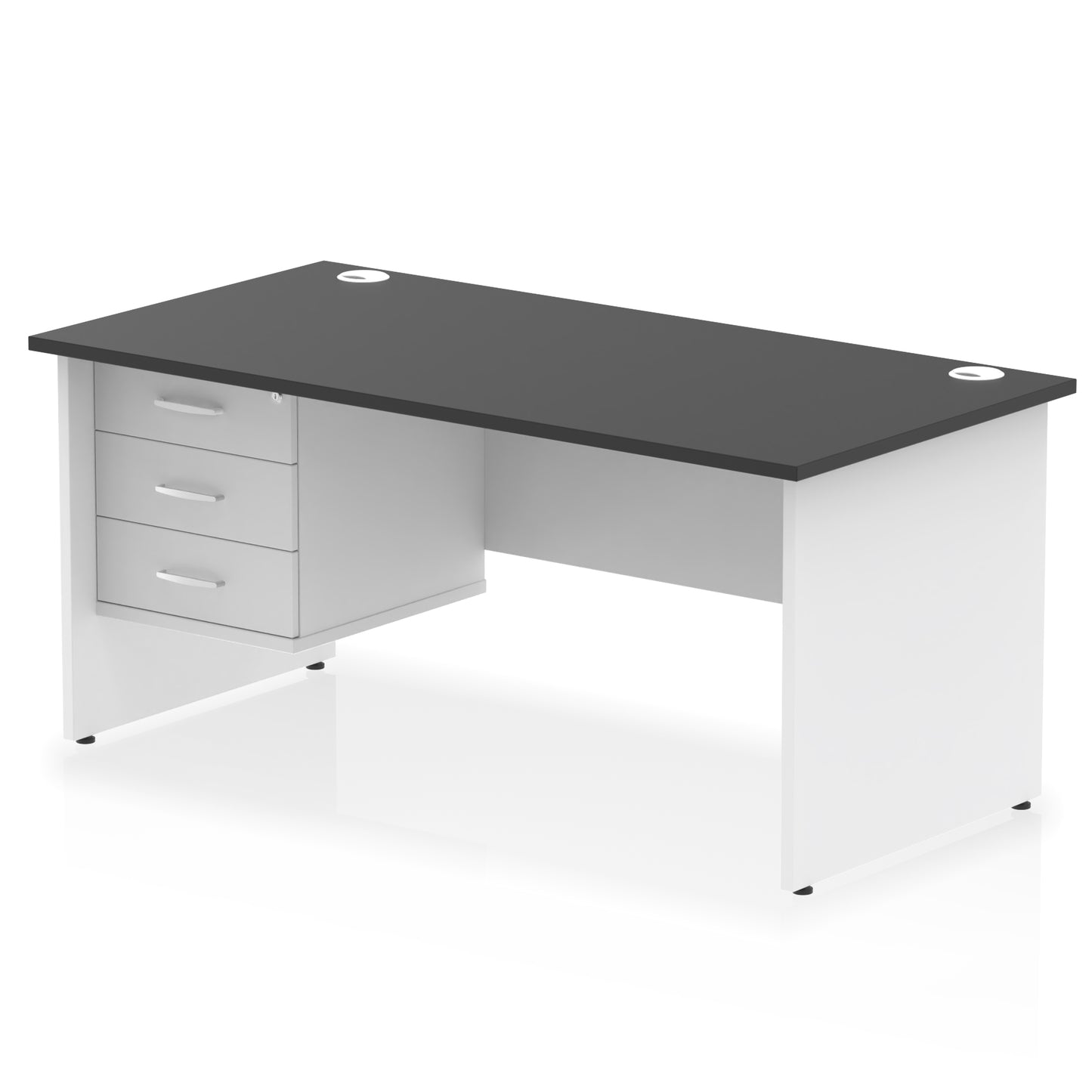 Impulse Panel End Straight Desk With Single Fixed Pedestal - 1600mm - Multiple Colour Options