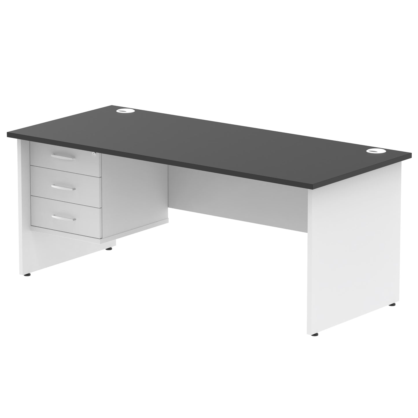 Impulse Panel End Straight Desk With Single Fixed Pedestal - 1800mm - Multiple Colour Options