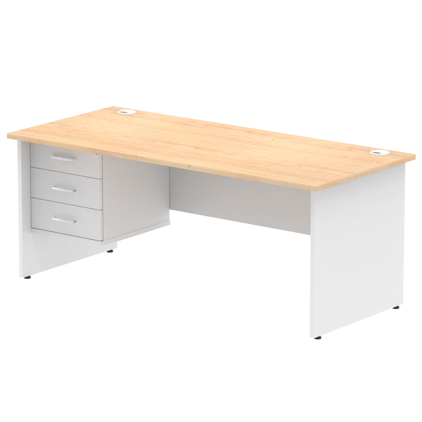 Impulse Panel End Straight Desk With Single Fixed Pedestal - 1800mm - Multiple Colour Options