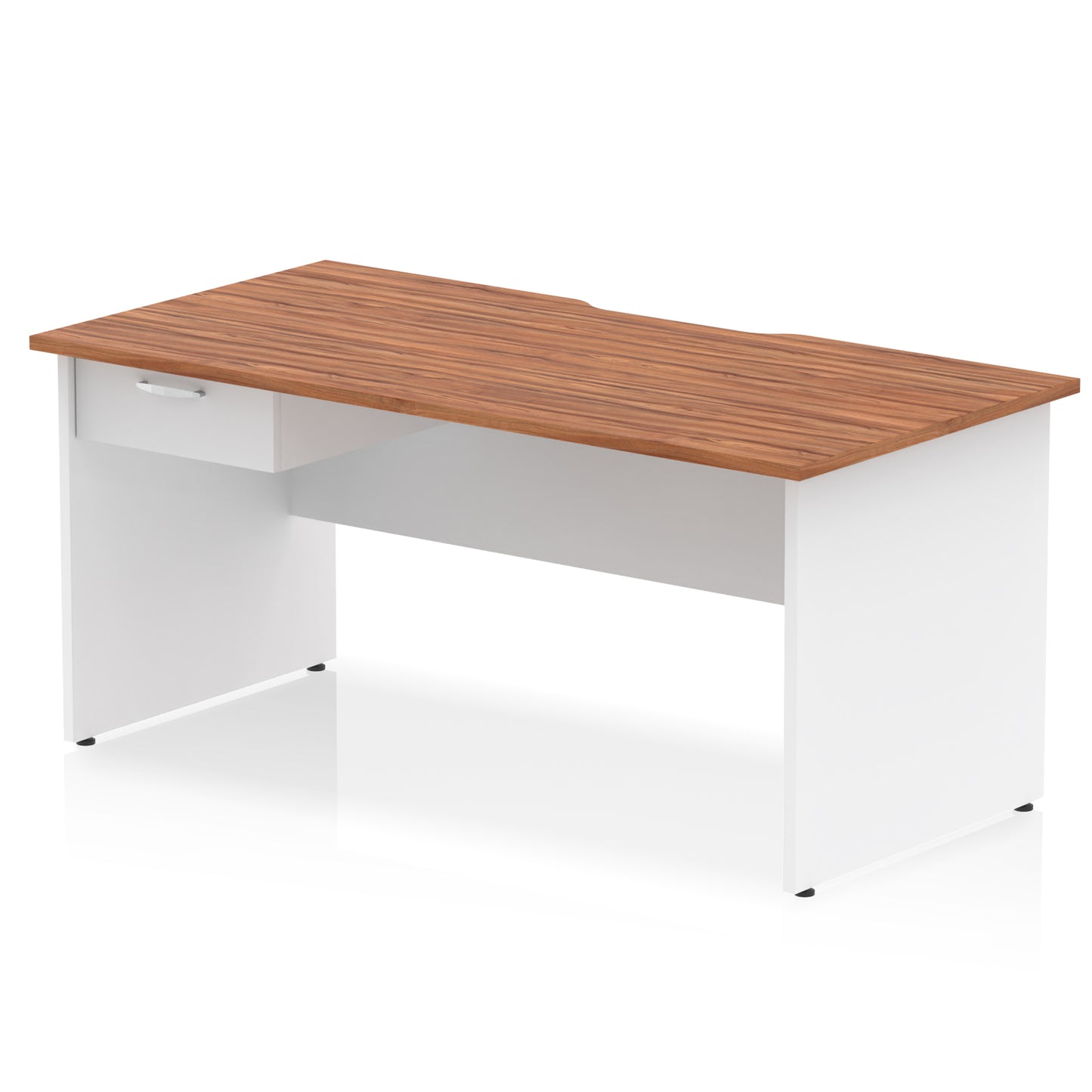 Impulse Scalloped Edge Panel End Straight Desk Frame With Single One Drawer Fixed Pedestal - 1200mm, 1400mm, 1600mm