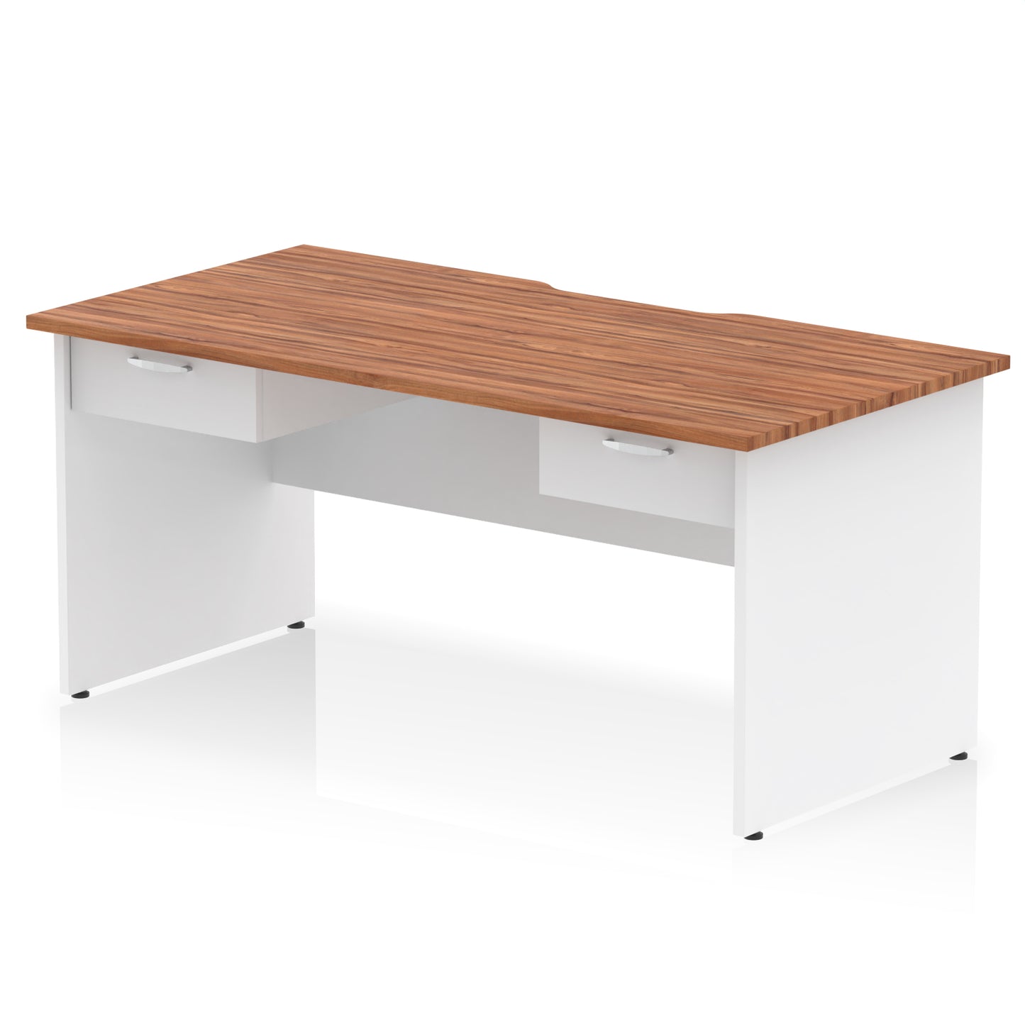 Impulse Scalloped Edge Panel End Straight Desk Frame With x2 One Drawer Fixed Pedestals - 1600mm