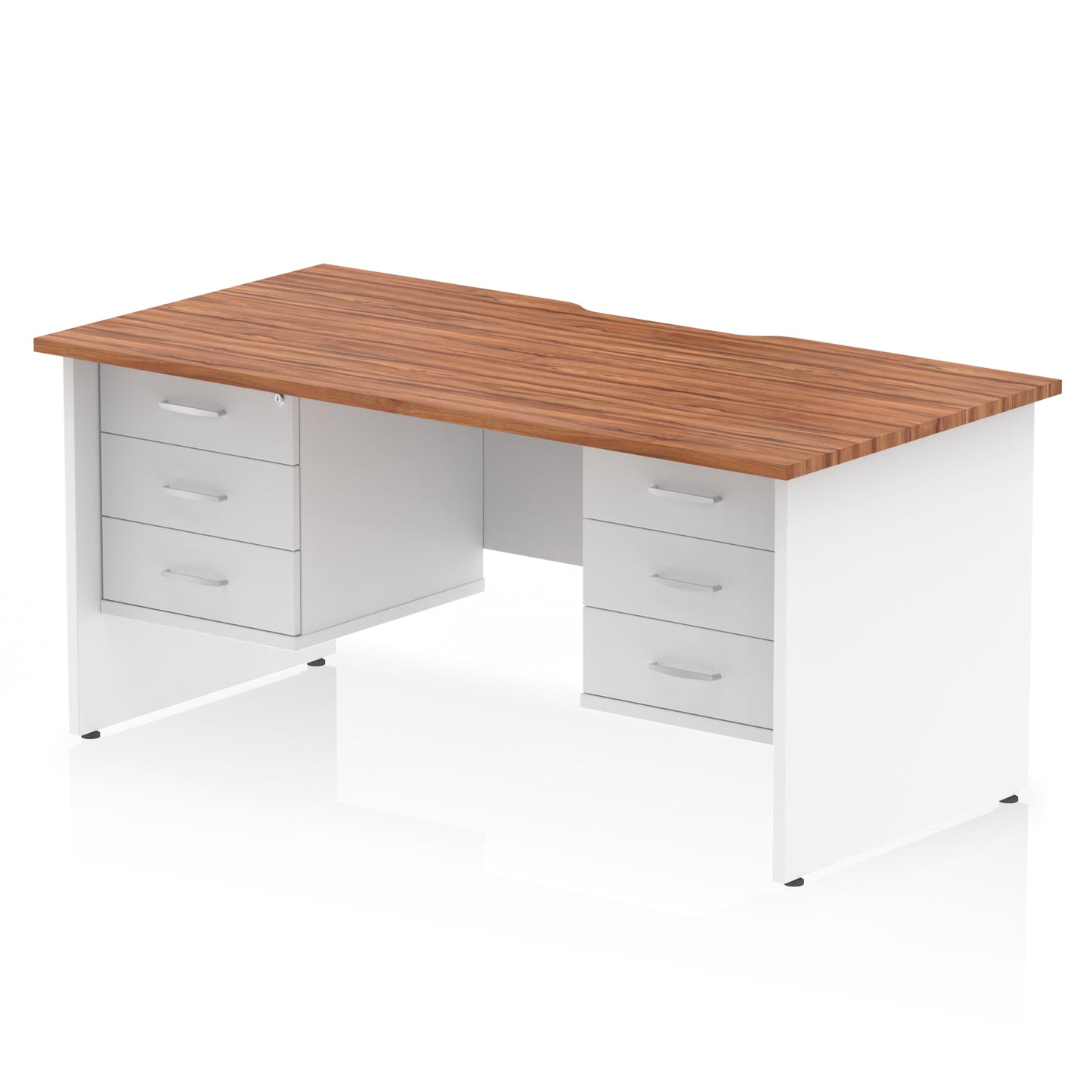 Impulse Scalloped Edge Panel End Straight Desk With Two Fixed Pedestal - 1600mm - Multiple Colour Options