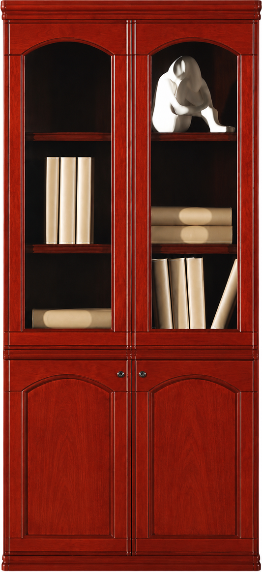 Real Cherry Rosewood Wood Veneer Executive Two Door Office Storage Bookcase - 900mm - UM162-2DR