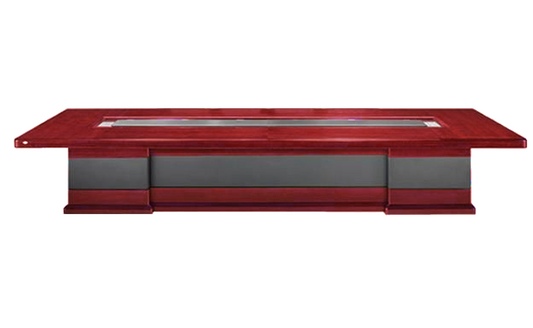 Cherry Rosewood Real Wood Veener High End Luxury Boardroom Table With Black Leather Detailing - 4000mm to 6000mm - UT9C48