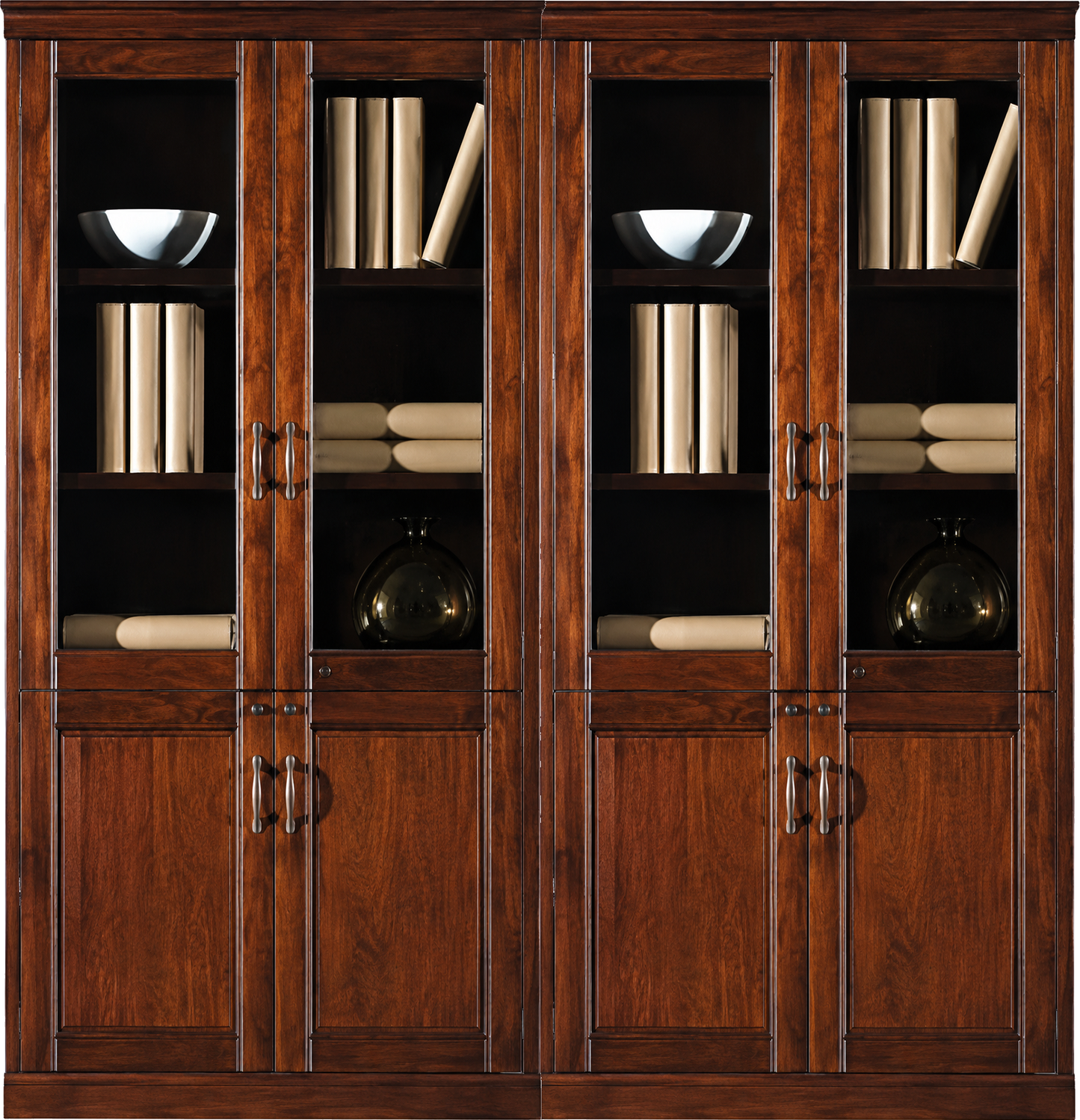 Real Wood Veneer Executive Four Door Office Storage Bookcase - 1800mm - UM182-4DR