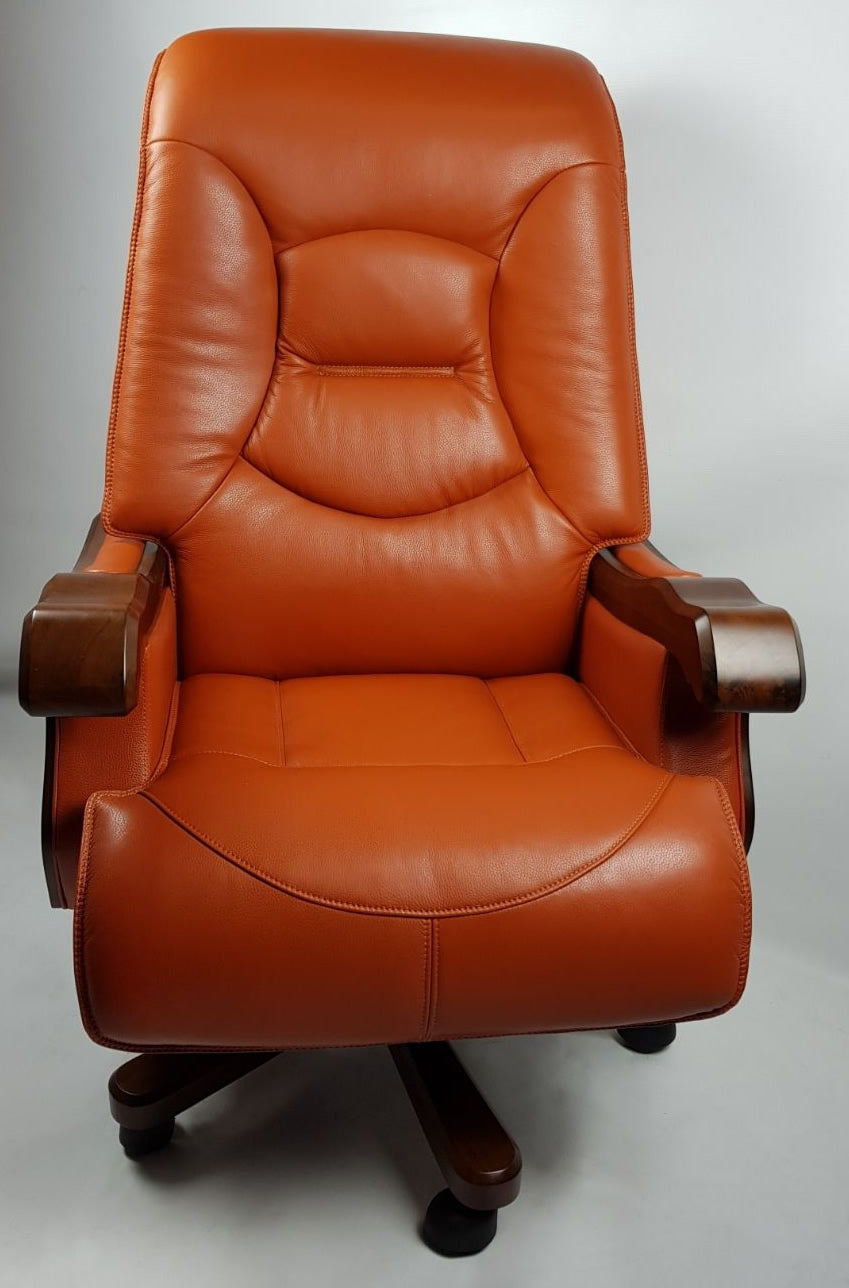 Luxury Genuine Orange Tan Leather Executive Chair EDE-CHA-FD5A1
