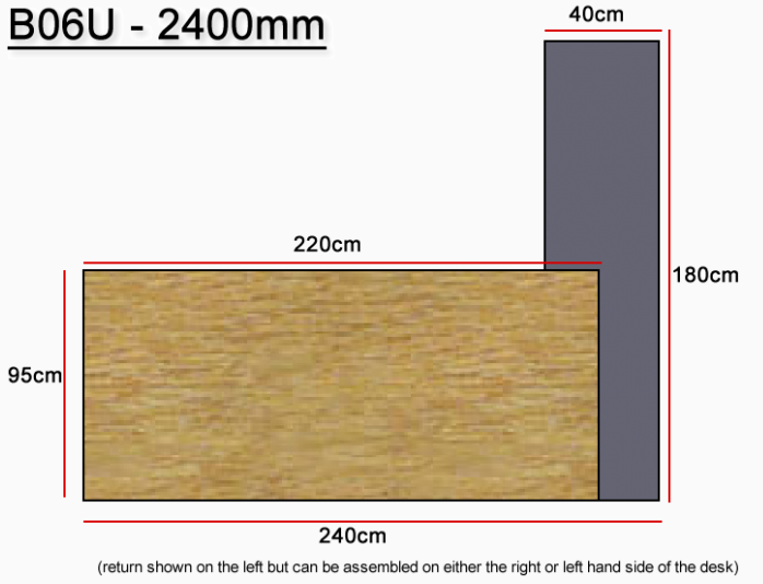 Real Wood Veneer Light Walnut with Grey Executive Office Desk - 2200mm or 2400mm - B06U