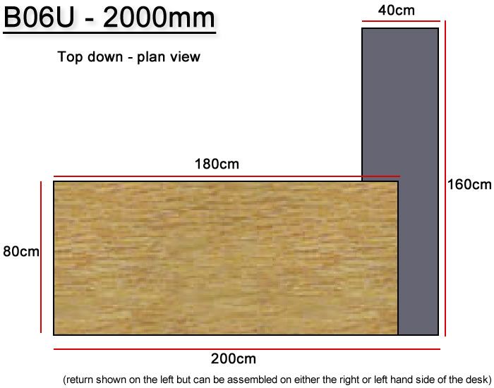Real Wood Veneer Light Walnut with Grey Executive Office Desk - 2200mm or 2400mm - B06U