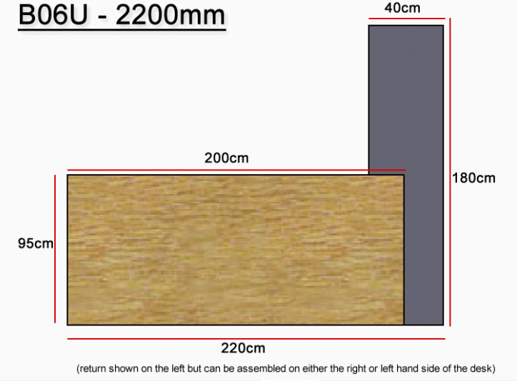 Real Wood Veneer Light Walnut with Grey Executive Office Desk - 2200mm or 2400mm - B06U