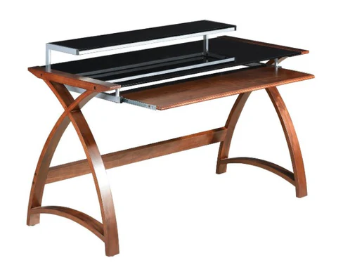 Contemporary Quality Glass Home Office Desk in Walnut - 1300mm - PC201-1300