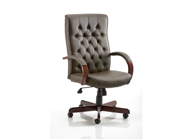 Chesterfield Executive Leather Office Chair - Brown, Burgundy, or Green Option
