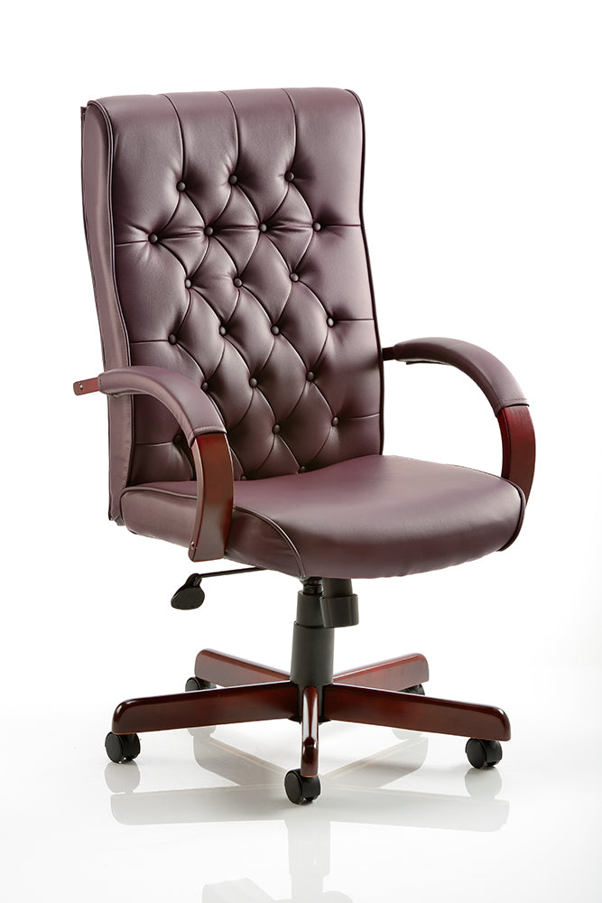 Chesterfield Executive Leather Office Chair - Brown, Burgundy, or Green Option