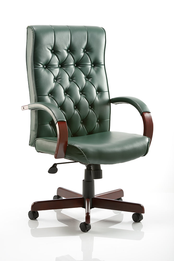 Chesterfield Executive Leather Office Chair - Brown, Burgundy, or Green Option