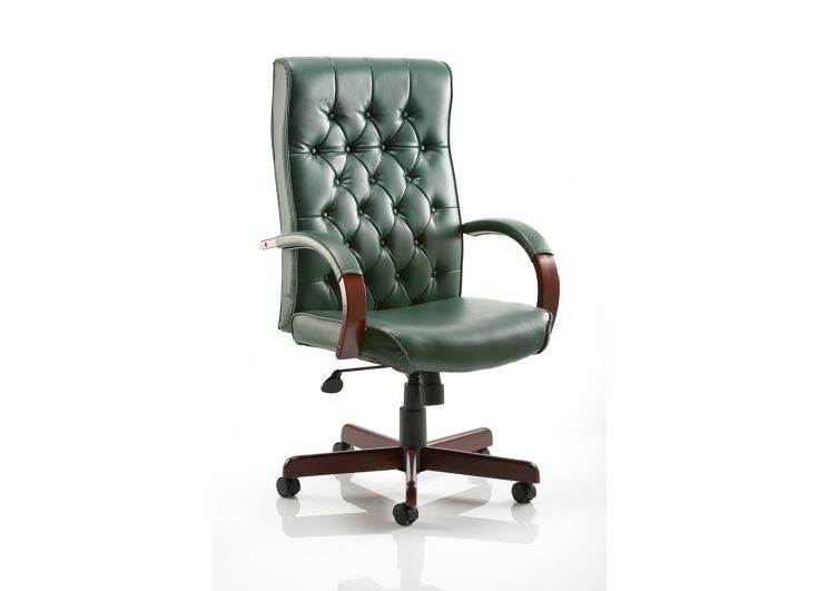 Chesterfield Executive Leather Office Chair - Brown, Burgundy, or Green Option