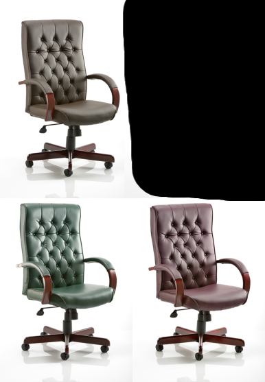 Chesterfield Executive Leather Office Chair - Brown, Burgundy, or Green Option