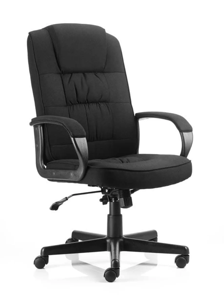 Moore High Back Black Executive Office Chair with Arms - Leather or Fabric Option