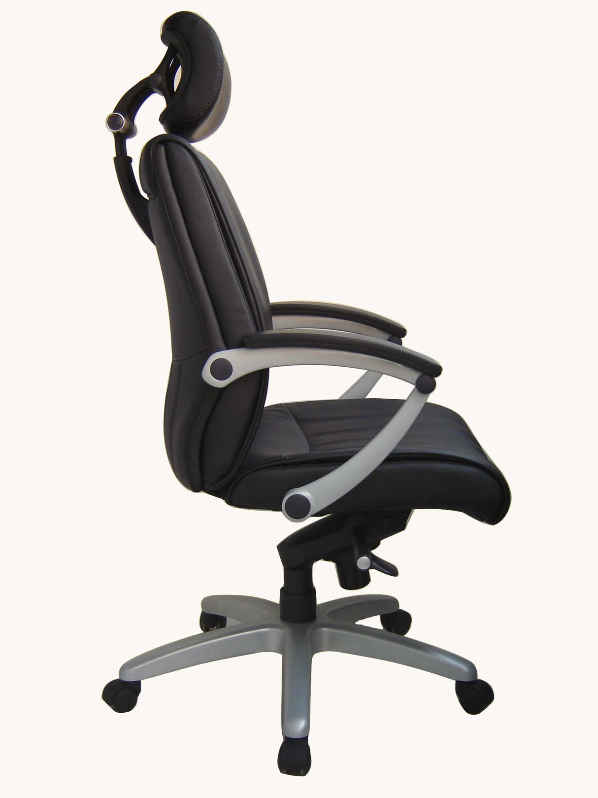 Black Genuine Leather Quality Office Chair With Headrest - BJ016HL