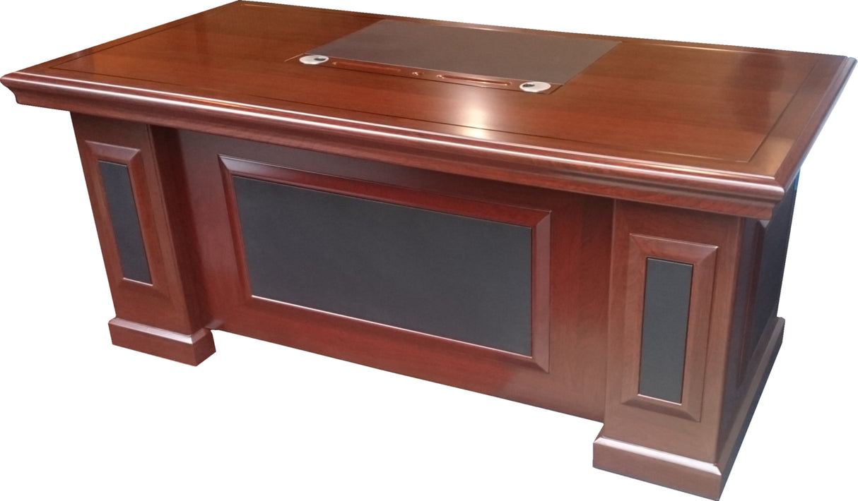 Mahogany Executive Desk With Leather Detailing - With Pedestal and Return - 1819