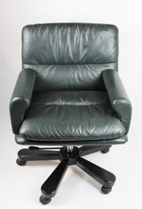 Modern Green Leather Office Chair - HSN-B019
